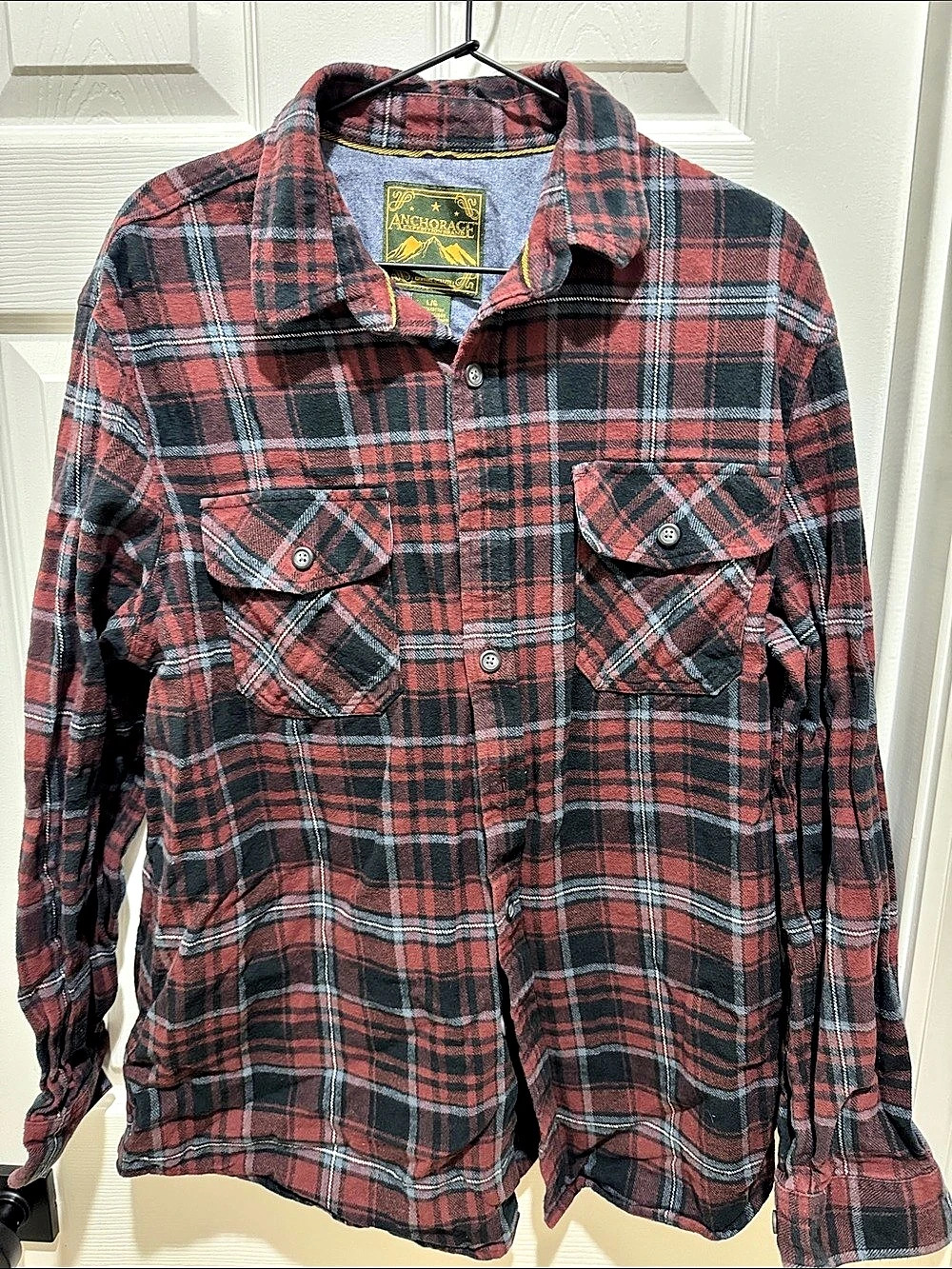 Anchorage Expedition brand Plaid Cotton Shirt in Red & Black Size Large